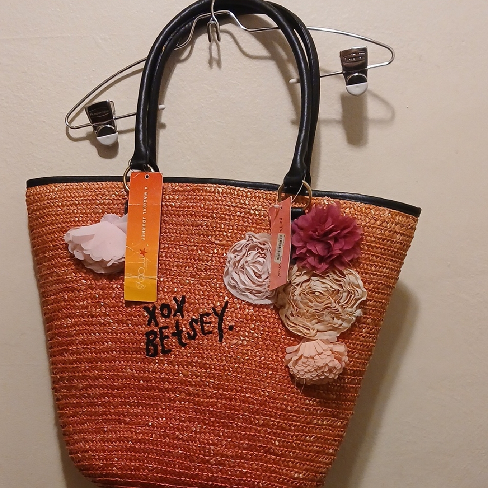 Betsey Johnson Orange Floral Tote Bag